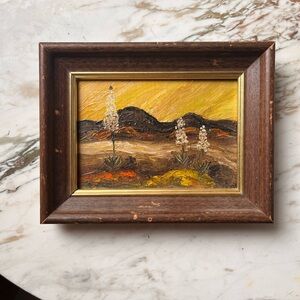 Rustic Brown Framed Desert Landscape Art